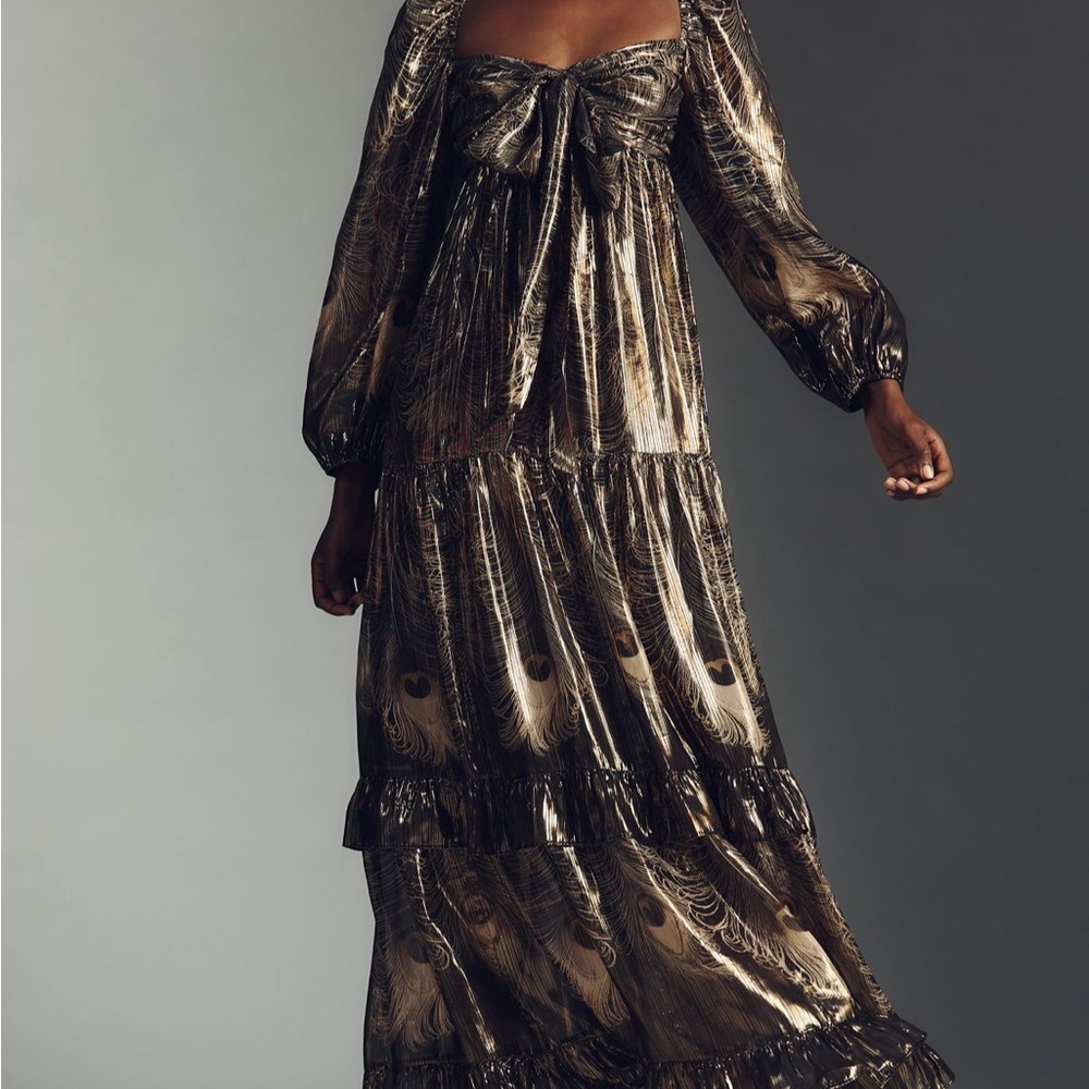 Anthropologie Gold Long Sleeve Dress